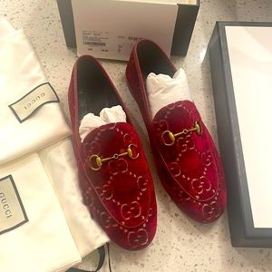 Gucci GG velvet loafers size 38 with box and shoe bags